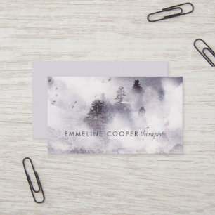 Carte de visite Arbres Aquarelle Douce Sérénité