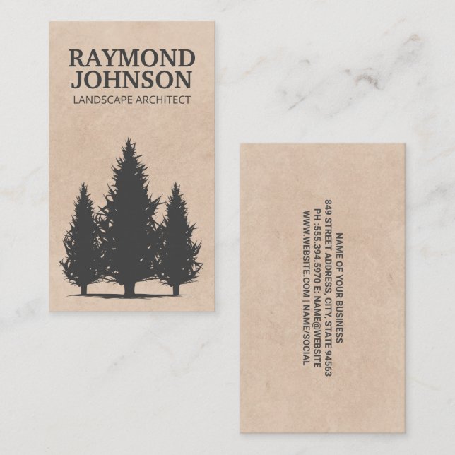 Carte De Visite Arbres boisés | Paysage | Gardener (Devant / Derrière)