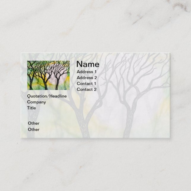 Carte De Visite Arbres découpés par main sur le papier de riz (Devant)