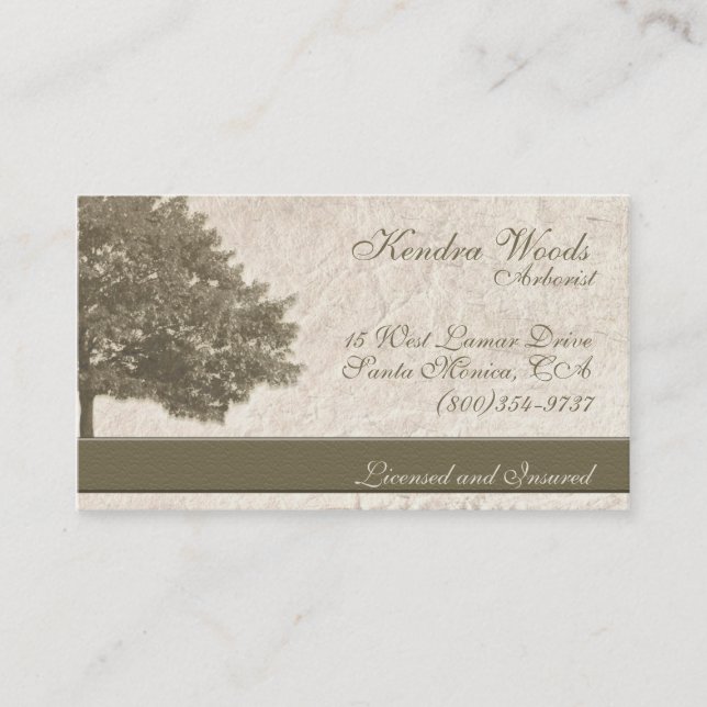 Carte De Visite Arbres en papier bronzage (Devant)