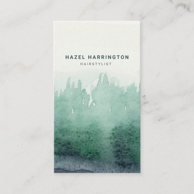 Carte De Visite Arbres numérisables QR personnalisés Aquarelle ver (Devant)