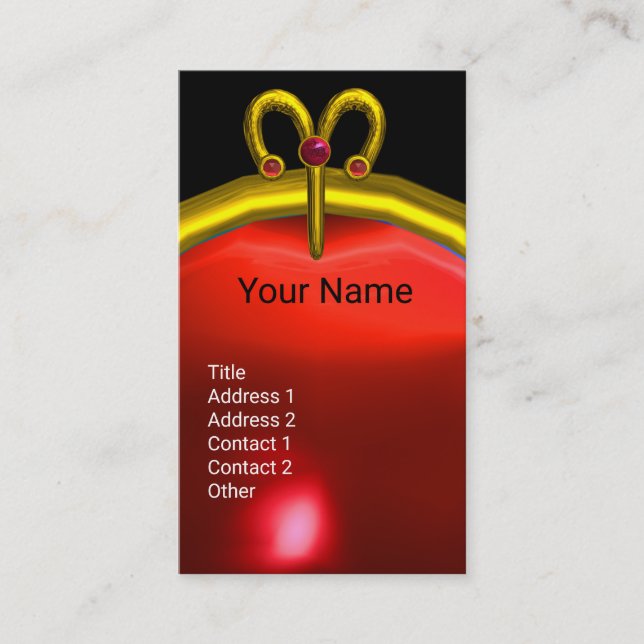 Carte De Visite ARBRES OR ZODIAC JEWEL ROUGE RUBY MONOGRAM Noir (Devant)