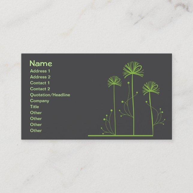 Carte De Visite Arbres verts Art Abstrait (Devant)