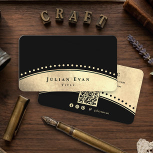 Carte De Visite Arc Elegant Vintage Pailleté Or Luxe Noir