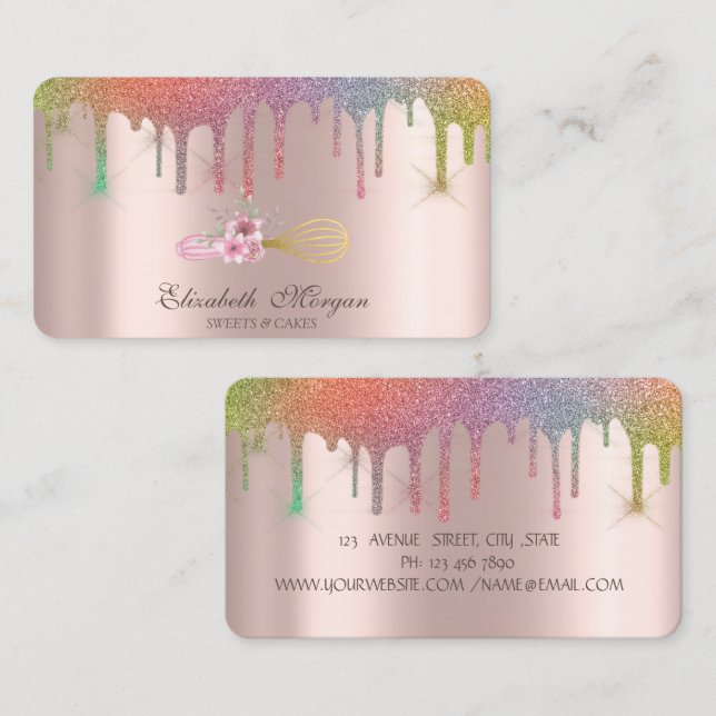 Carte De Visite Arc-en-ciel Boulangerie Whisk Fleurs (Devant / Derrière)