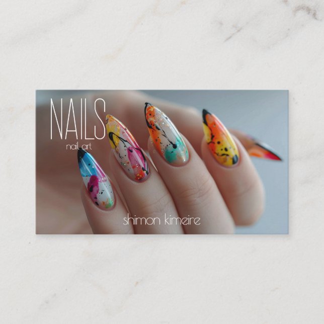 Carte De Visite Arc-en-ciel Clou Art Manicuriste Fidélité (Devant)