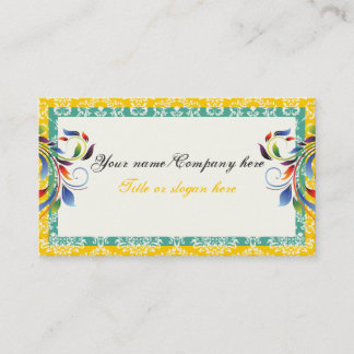 Carte De Visite Arc-en-ciel feuille de défilement jaune turquoise 