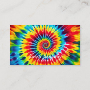 Carte De Visite Arc-en-ciel Psychedélique Rétro Tie-Dye
