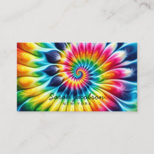 Carte De Visite Arc-en-ciel Psychédélique Rétro Tie-Dye