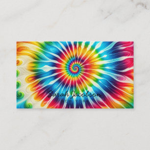 Carte De Visite Arc-en-ciel Psychedélique Rétro Tie-Dye