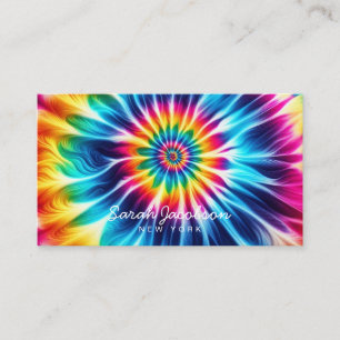 Carte De Visite Arc-en-ciel Psychédélique Rétro Tie-Dye