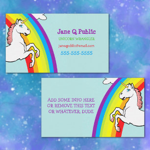 Carte de visite arc-en-ciel Unicorn