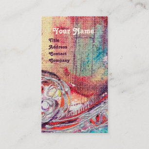 Carte De Visite ARCADIE, Rouge Bleu Argent Abstrait