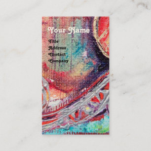 Carte De Visite ARCADIE, Rouge Bleu Argent Abstrait