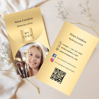 Carte De Visite Arche or photo Qr logo des médias sociaux