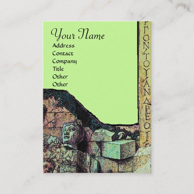 Carte De Visite ARCHEO /Antiquaire, Archéologie Monogramme, Vert B (Devant)