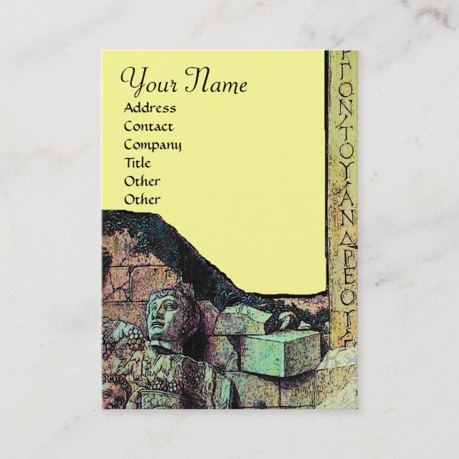 Carte De Visite ARCHEO /Antiquaire, Archéologie Monogramme, Vert J (Devant)