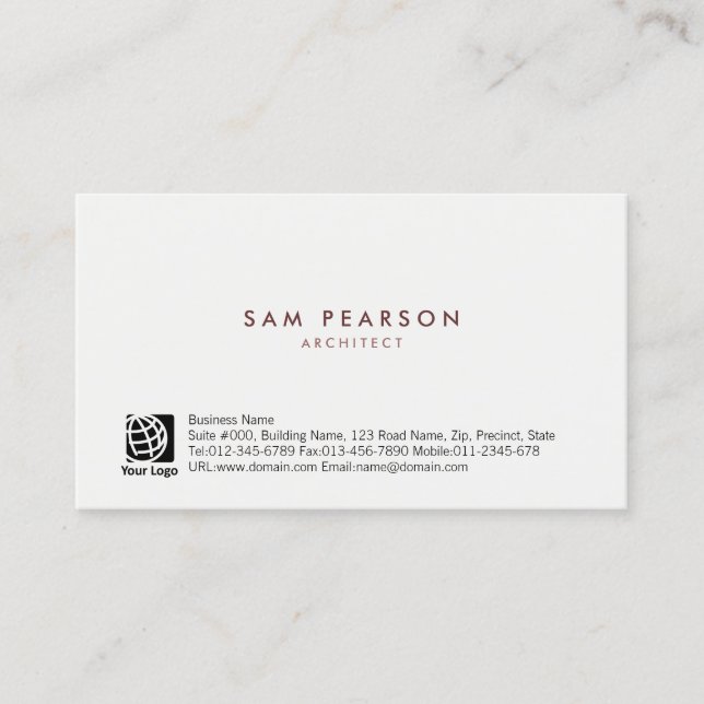 Carte De Visite Architect Compétences Professionnelles Simple Mini (Devant)