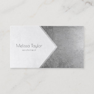 Carte De Visite Architecte blanc de feuille d'argent simple modern