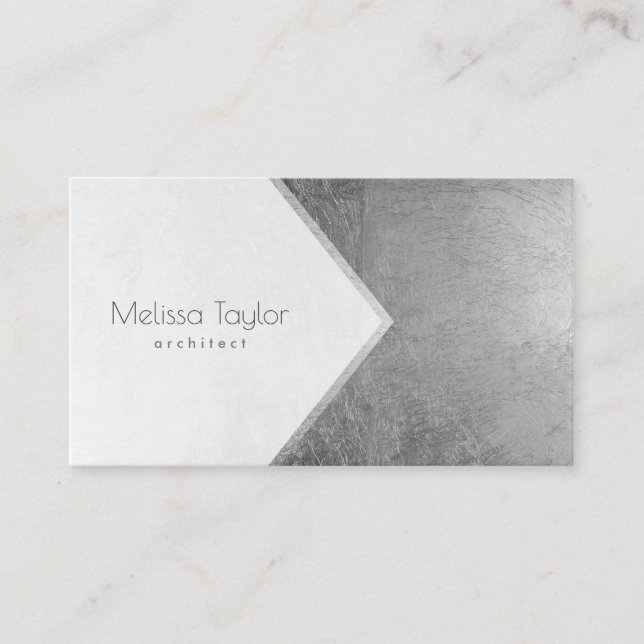 Carte De Visite Architecte blanc de feuille d'argent simple modern (Devant)