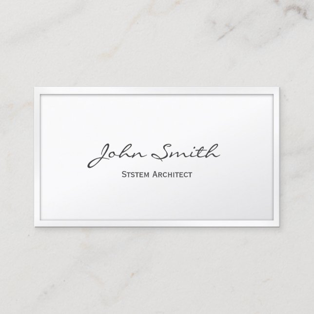Carte De Visite Architecte blanc élégant de système de frontière (Devant)