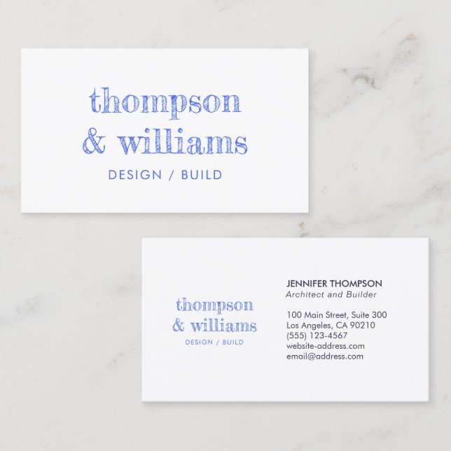 Carte De Visite Architecte Blue White Professionnel (Devant / Derrière)