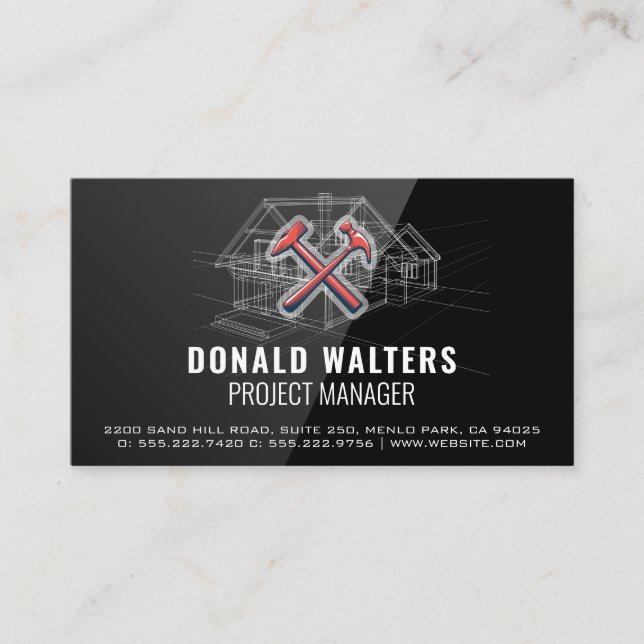 Carte De Visite Architecte de construction | Plan directeur | Haut (Devant)