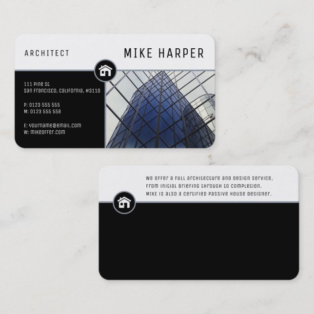 Carte De Visite Architecte | Designs d'architecture noir (Devant / Derrière)