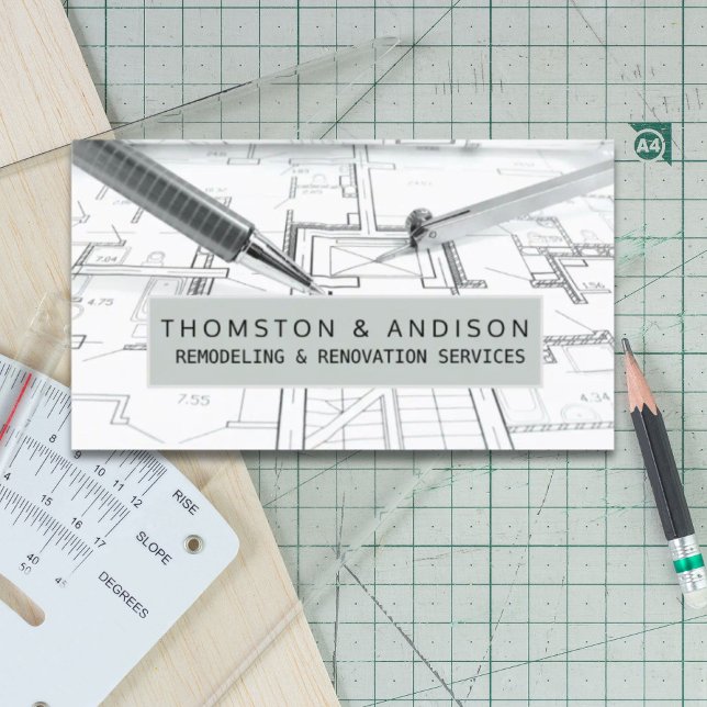 Carte De Visite Architecte entrepreneur de construction moderne (Modern Construction Builder Contractor Architect Business Card)