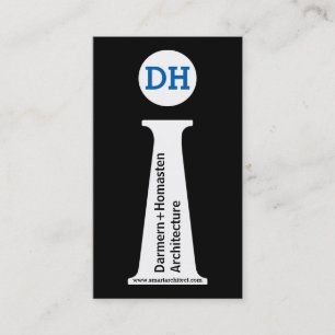 Carte De Visite Architecte moderne noir, blanc, bleu monogramme