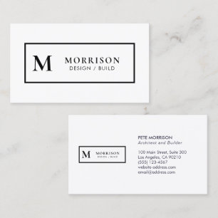 Carte De Visite Architecte Monogram Black White Professional