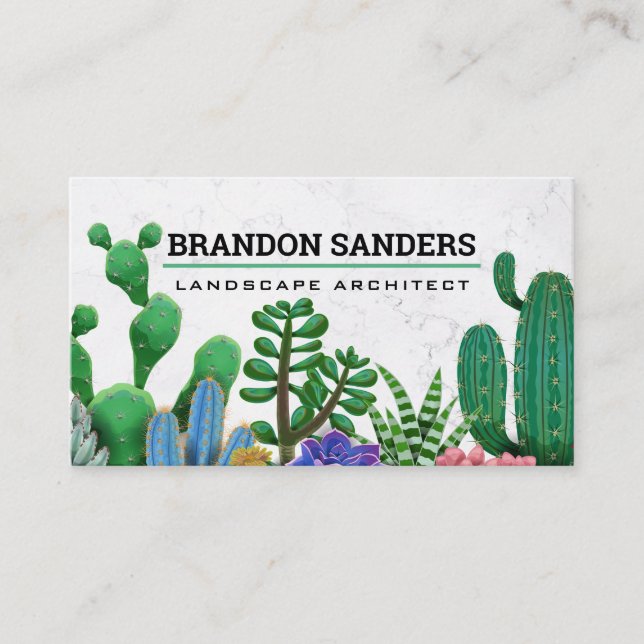Carte De Visite Architecte paysager | Plantes succulents (Devant)