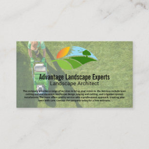Carte De Visite Architecte paysagiste tondant la pelouse
