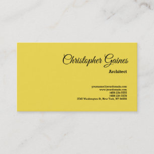 Carte De Visite Architecte Plaine Jaune Classique Professionnel