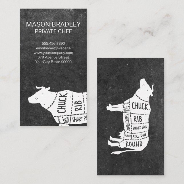 Carte De Visite Ardoise | Graphique sur le boeuf (Devant / Derrière)