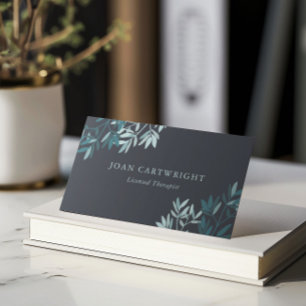 Carte De Visite Ardoise Greenery Feuille Therapist