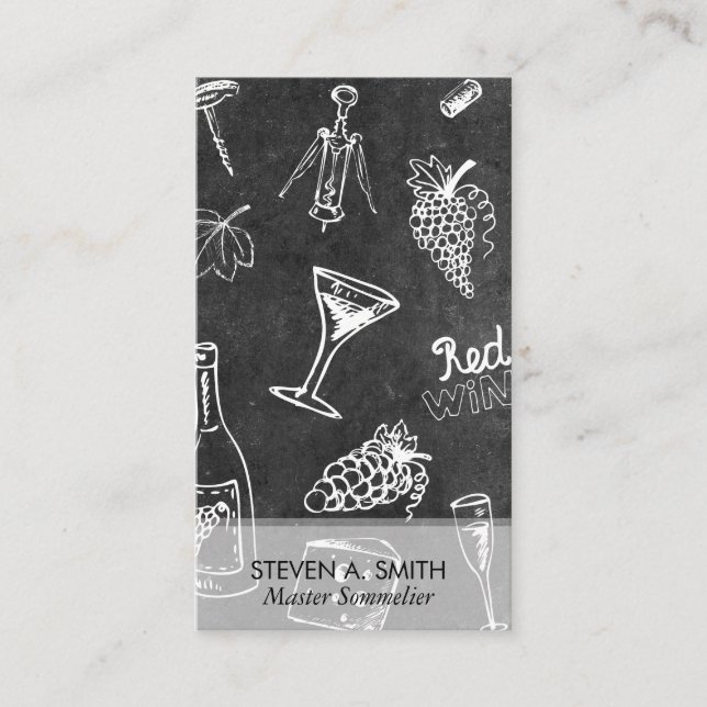 Carte De Visite Ardoise Motif | Sommelier (Devant)