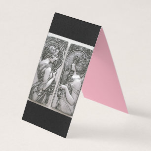 Carte De Visite Argent, Art nouveau, design, femelles, Mucha, beau