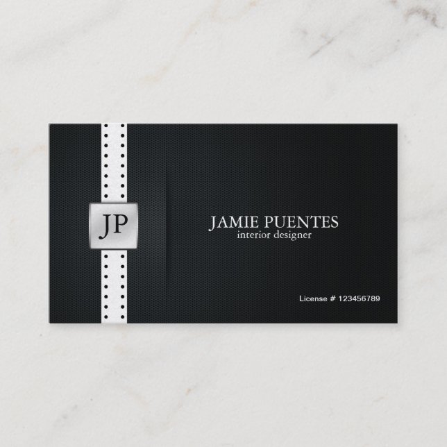 Carte De Visite Argent de MetallicPlatinum et design d'intérieur (Devant)