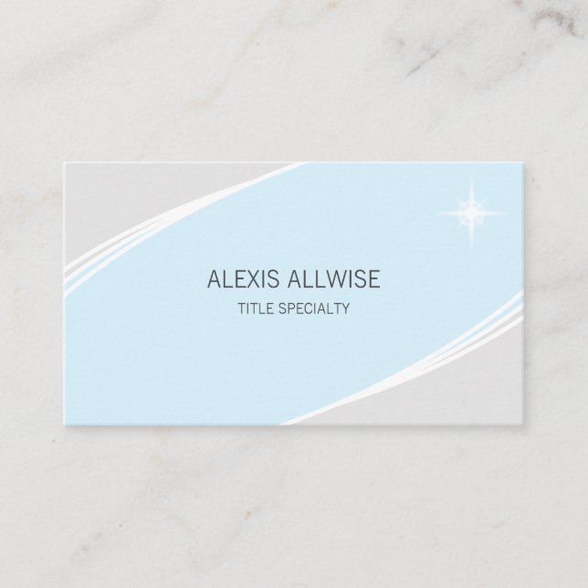Carte De Visite Argent élégant, bleu turquoise clair et blanc (Devant)
