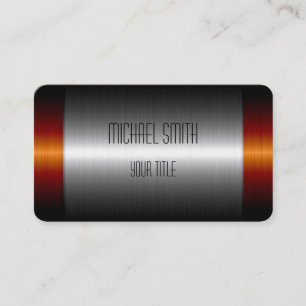 Carte De Visite Argent et métal orange d'acier inoxydable