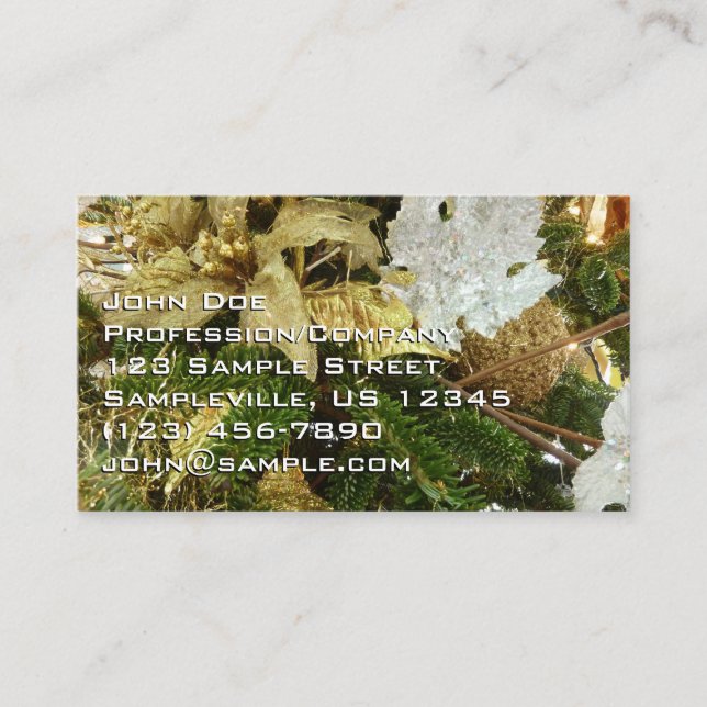 Carte De Visite Argent et or Noël Arbre II (Devant)