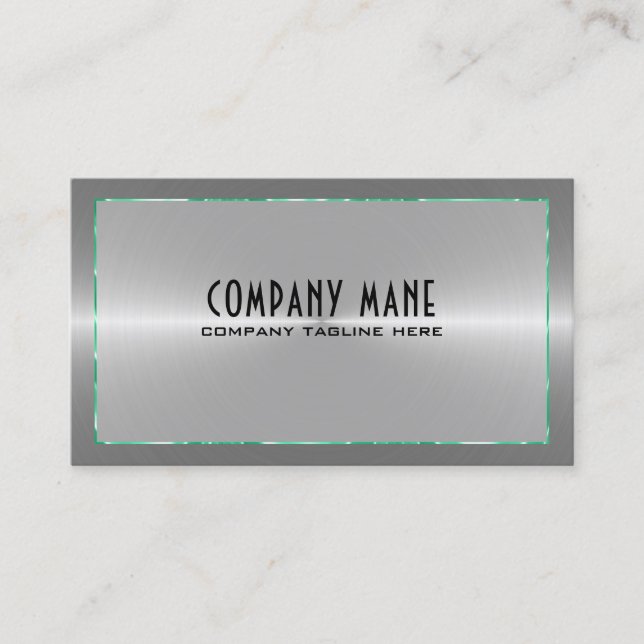 Carte De Visite Argent gris acier inoxydable Vert bleu Accents (Devant)