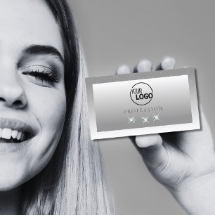 Carte De Visite Argent gris blanc Ombre bijoux étincelants avec lo