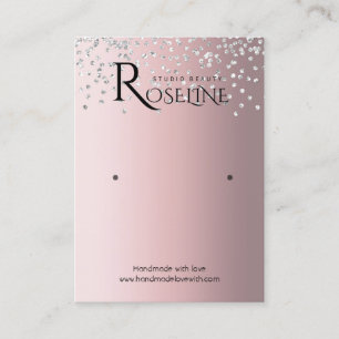 Carte De Visite Argent gris parties scintillant rose bijouterie