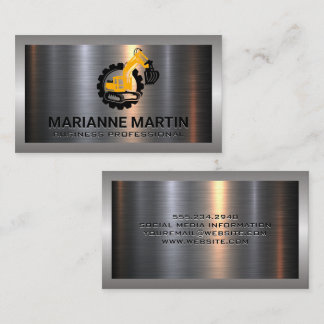 Carte De Visite Argent métallique en aluminium brossé | Bull Dozer