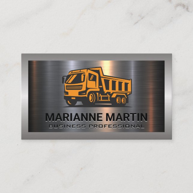 Carte De Visite Argent métallique en aluminium brossé | Camion de  (Devant)