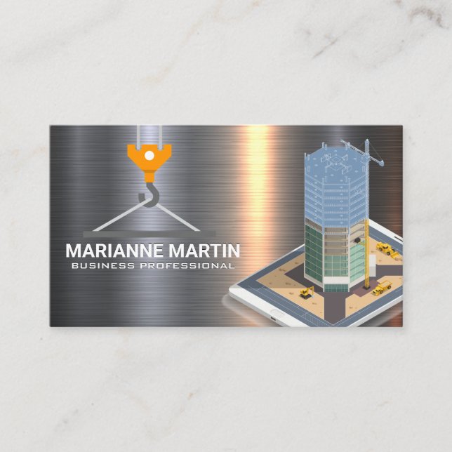 Carte De Visite Argent métallique en aluminium brossé | Constructi (Devant)