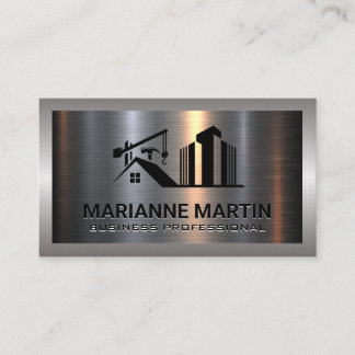 Carte De Visite Argent métallique en aluminium brossé | Constructi