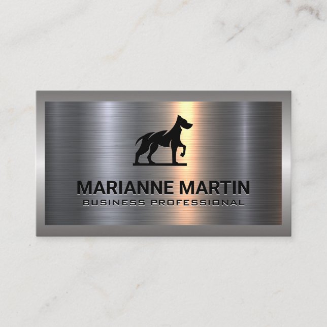 Carte De Visite Argent métallique en aluminium brossé | Logo du ch (Devant)